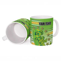Personalised Cook Islands Va'a Race Ceramic Mug Te Tatau Tattoos Sporty Style Green-White Color - Polynesian Pride