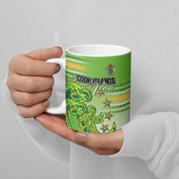 Personalised Cook Islands Va'a Race Ceramic Mug Te Tatau Tattoos Sporty Style Green-White Color - Polynesian Pride