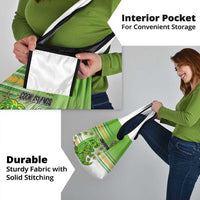Cook Islands Va'a Race Grocery Bag Te Tatau Tattoos Sporty Style Green-White Color - Polynesian Pride