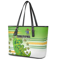 Cook Islands Va'a Race Leather Tote Bag Te Tatau Tattoos Sporty Style Green-White Color - Polynesian Pride