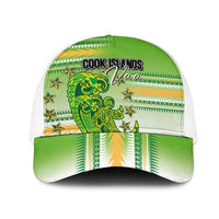 Cook Islands Va'a Race Mesh Trucker Cap Te Tatau Tattoos Sporty Style Green-White Color LT03 One Size White Green - Polynesian Pride