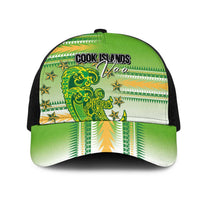 Cook Islands Va'a Race Mesh Trucker Cap Te Tatau Tattoos Sporty Style Green-White Color LT03 One Size Black Green - Polynesian Pride