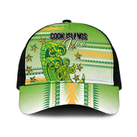 Cook Islands Va'a Race Mesh Trucker Cap Te Tatau Tattoos Sporty Style Green-White Color - Polynesian Pride