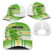 Cook Islands Va'a Race Mesh Trucker Cap Te Tatau Tattoos Sporty Style Green-White Color LT03 - Polynesian Pride