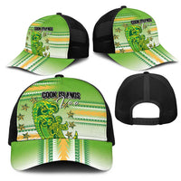 Cook Islands Va'a Race Mesh Trucker Cap Te Tatau Tattoos Sporty Style Green-White Color LT03 - Polynesian Pride