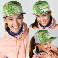 Cook Islands Va'a Race Mesh Trucker Cap Te Tatau Tattoos Sporty Style Green-White Color - Polynesian Pride