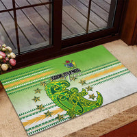 Cook Islands Va'a Race Rubber Doormat Te Tatau Tattoos Sporty Style Green-White Color - Polynesian Pride