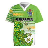 Personalised Cook Islands Va'a Race Rugby Jersey Te Tatau Tattoos Sporty Style Green-White Color LT03 Green - Polynesian Pride
