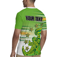 Personalised Cook Islands Va'a Race Rugby Jersey Te Tatau Tattoos Sporty Style Green-White Color LT03 - Polynesian Pride