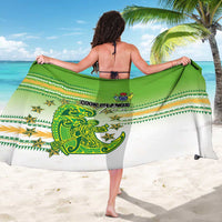 Cook Islands Va'a Race Sarong Te Tatau Tattoos Sporty Style Green-White Color - Polynesian Pride