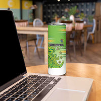 Personalised Cook Islands Va'a Race Skinny Tumbler Te Tatau Tattoos Sporty Style Green-White Color - Polynesian Pride