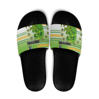 Cook Islands Va'a Race Slide Sandals Te Tatau Tattoos Sporty Style Green-White Color - Polynesian Pride