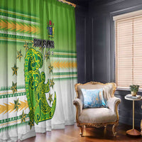 Cook Islands Va'a Race Window Curtain Te Tatau Tattoos Sporty Style Green-White Color - Polynesian Pride