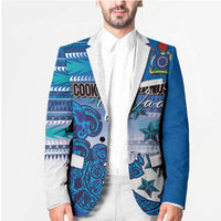 Personalised Cook Islands Va'a Race Blazer Te Tatau Tattoos Sporty Style Light Blue Color LT03 - Polynesian Pride
