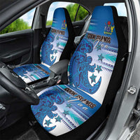 Cook Islands Va'a Race Car Seat Cover Te Tatau Tattoos Sporty Style Light Blue Color - Polynesian Pride