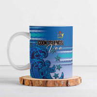 Personalised Cook Islands Va'a Race Ceramic Mug Te Tatau Tattoos Sporty Style Light Blue Color - Polynesian Pride