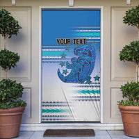Personalised Cook Islands Va'a Race Door Cover Te Tatau Tattoos Sporty Style Light Blue Color LT03 Blue - Polynesian Pride