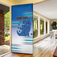 Personalised Cook Islands Va'a Race Door Cover Te Tatau Tattoos Sporty Style Light Blue Color LT03 - Polynesian Pride