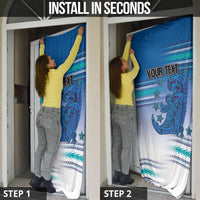Personalised Cook Islands Va'a Race Door Cover Te Tatau Tattoos Sporty Style Light Blue Color LT03 - Polynesian Pride