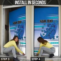 Personalised Cook Islands Va'a Race Door Cover Te Tatau Tattoos Sporty Style Light Blue Color LT03 - Polynesian Pride