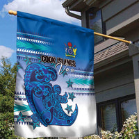 Cook Islands Va'a Race Garden Flag Te Tatau Tattoos Sporty Style Light Blue Color - Polynesian Pride