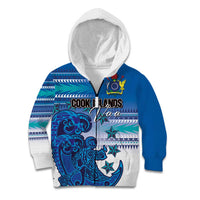 Personalised Cook Islands Va'a Race Kid Hoodie Te Tatau Tattoos Sporty Style Light Blue Color - Polynesian Pride
