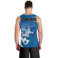 Personalised Cook Islands Va'a Race Men Tank Top Te Tatau Tattoos Sporty Style Light Blue Color - Polynesian Pride