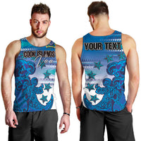 Personalised Cook Islands Va'a Race Men Tank Top Te Tatau Tattoos Sporty Style Light Blue Color - Polynesian Pride