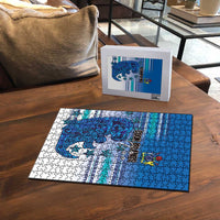 Cook Islands Va'a Race Puzzle Te Tatau Tattoos Sporty Style Light Blue Color - Polynesian Pride