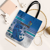 Cook Islands Va'a Race Tote Bag Te Tatau Tattoos Sporty Style Light Blue Color - Polynesian Pride