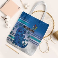 Cook Islands Va'a Race Tote Bag Te Tatau Tattoos Sporty Style Light Blue Color - Polynesian Pride