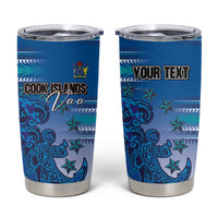 Personalised Cook Islands Va'a Race Tumbler Cup Te Tatau Tattoos Sporty Style Light Blue Color LT03 Blue - Polynesian Pride