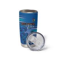Personalised Cook Islands Va'a Race Tumbler Cup Te Tatau Tattoos Sporty Style Light Blue Color LT03 - Polynesian Pride