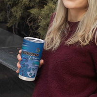 Personalised Cook Islands Va'a Race Tumbler Cup Te Tatau Tattoos Sporty Style Light Blue Color LT03 - Polynesian Pride