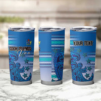 Personalised Cook Islands Va'a Race Tumbler Cup Te Tatau Tattoos Sporty Style Light Blue Color LT03 - Polynesian Pride