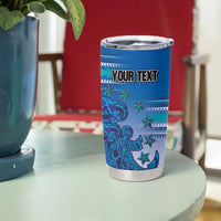 Personalised Cook Islands Va'a Race Tumbler Cup Te Tatau Tattoos Sporty Style Light Blue Color LT03 - Polynesian Pride