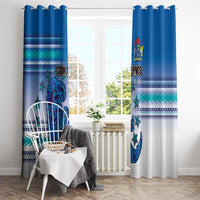 Cook Islands Va'a Race Window Curtain Te Tatau Tattoos Sporty Style Light Blue Color - Polynesian Pride