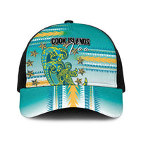 Cook Islands Va'a Race Baseball Net Cap Te Tatau Tattoos Sporty Style Turquoise Color - Polynesian Pride