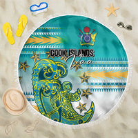 Cook Islands Va'a Race Beach Blanket Te Tatau Tattoos Sporty Style Turquoise Color - Polynesian Pride