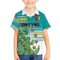 Personalised Cook Islands Va'a Race Family Matching Long Sleeve Bodycon Dress and Hawaiian Shirt Te Tatau Tattoos Sporty Style Turquoise Color - Polynesian Pride