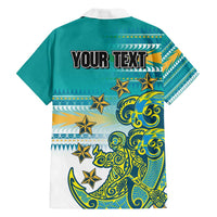 Personalised Cook Islands Va'a Race Family Matching Summer Maxi Dress and Hawaiian Shirt Te Tatau Tattoos Sporty Style Turquoise Color - Polynesian Pride