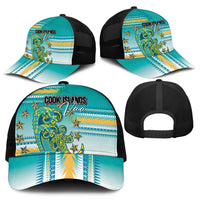 Cook Islands Va'a Race Mesh Trucker Cap Te Tatau Tattoos Sporty Style Turquoise Color - Polynesian Pride
