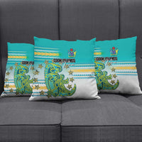 Cook Islands Va'a Race Pillow Cover Te Tatau Tattoos Sporty Style Turquoise Color - Polynesian Pride