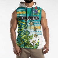 Personalised Cook Islands Va'a Race Sleeveless Hoodie Te Tatau Tattoos Sporty Style Turquoise Color - Polynesian Pride