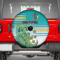 Cook Islands Va'a Race Spare Tire Cover Te Tatau Tattoos Sporty Style Turquoise Color - Polynesian Pride