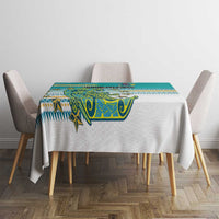 Cook Islands Va'a Race Tablecloth Te Tatau Tattoos Sporty Style Turquoise Color - Polynesian Pride
