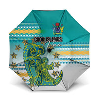 Cook Islands Va'a Race Umbrella Te Tatau Tattoos Sporty Style Turquoise Color LT03 One Size Folded 11.42 inch Opened Diameter 37.4 inch Turquoise - Polynesian Pride