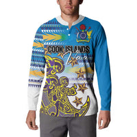 Personalised Cook Islands Va'a Race Button Sweatshirt Te Tatau Tattoos Sporty Style Glory Blue Color LT03 - Polynesian Pride