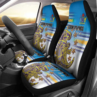 Cook Islands Va'a Race Car Seat Cover Te Tatau Tattoos Sporty Style Glory Blue Color - Polynesian Pride