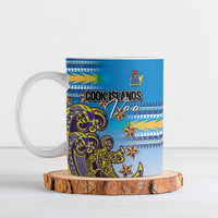 Personalised Cook Islands Va'a Race Ceramic Mug Te Tatau Tattoos Sporty Style Glory Blue Color LT03 Blue - Polynesian Pride